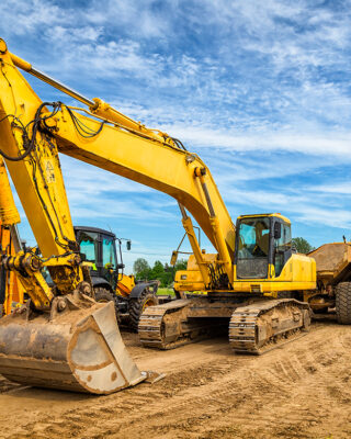 Road construction machinery on the construction of highway